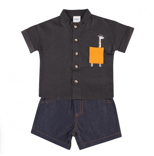 FIFFY GIRAFFE SHORT SLEEVE BOY SHIRT SUIT