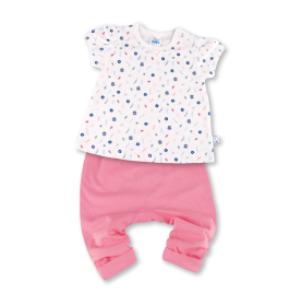 FIFFY BLOWING FLOWER SHORT SLEEVE + LONG PANT GIRL SUIT