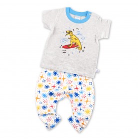FIFFY SKETCHING  DINOSAUR SHORT SLEEVE + LONG PANT BOY SUIT