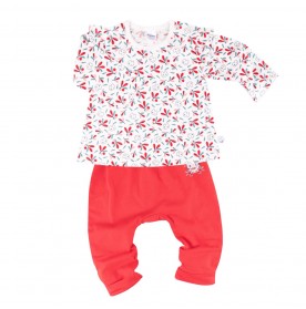 FIFFY RED CHERRY LONG SLEEVE VEST+ LONG PANT GIRL SUIT