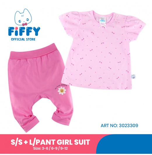 FIFFY MY LITTLE SUNCHINE SHORT SLEEVE VEST+ LONG PANT GIRL SUIT