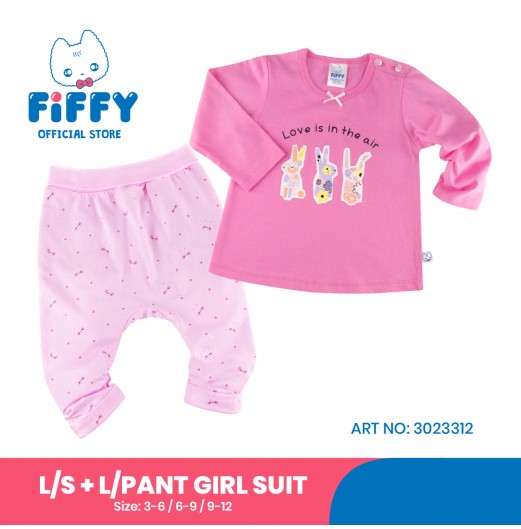 FIFFY LOVE IS IN THE AIR LONG SLEEVE VEST+ LONG PANT GIRL SUIT