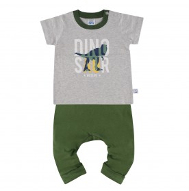 FIFFY WILDLIFE DINOSAUR SHORT SLEEVE VEST+ LONG PANT BOY SUIT