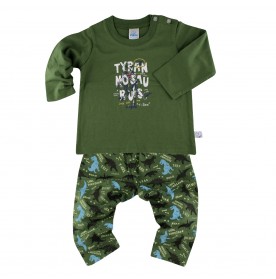 FIFFY TYRANOSAURUS REX LONG SLEEVE VEST+ LONG PANT BOY SUIT