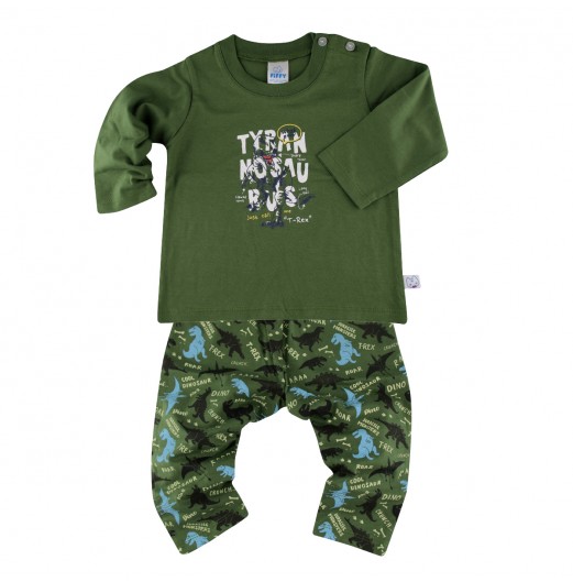 FIFFY TYRANOSAURUS REX LONG SLEEVE VEST+ LONG PANT BOY SUIT