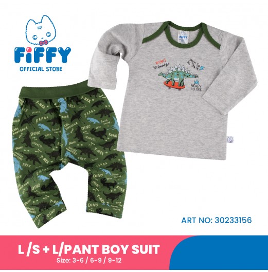 FIFFY SKATING STEGOSAURUS LONG SLEEVE VEST+ LONG PANT BOY SUIT