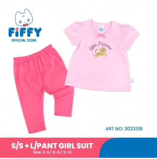 FIFFY LITTLE PRINCESS SHORT SLEEVE + LONG PANT GIRL SUIT