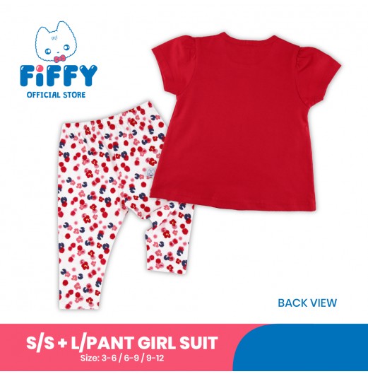 FIFFY A LITTLE CAT FRIEND BAJU BAYI SHORT SLEEVE + LONG PANT GIRL SUIT (3023326)