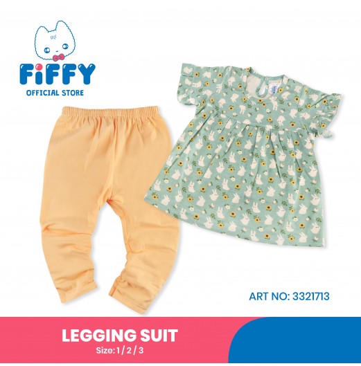 FIFFY CURIOUS RABBIT WITH FLOWER LEGGING SUIT