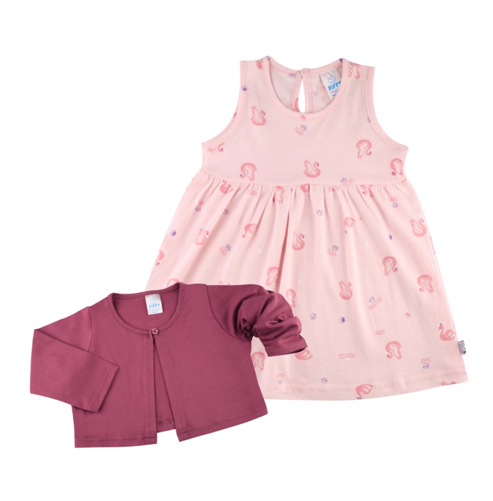 FIFFY SWAN CROWN CARDIGAN DRESS SET