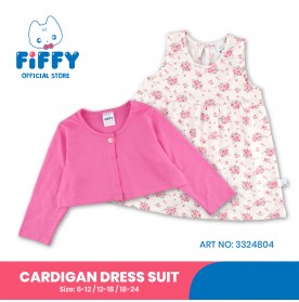 FIFFY COLOUR BLOSSOM CARDIGAN DRESS SET