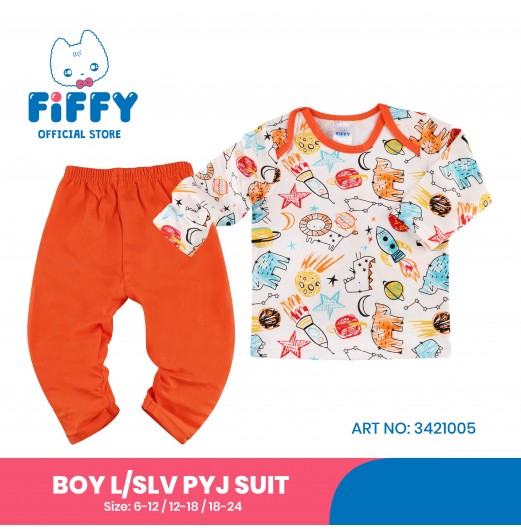 FIFFY ANIMALS IN THE SPACE LONG SLEEVE BOY PYJAMAS SUIT