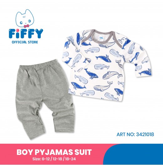 FIFFY SWIMMING WHALE BOY PYJAMAS SUIT