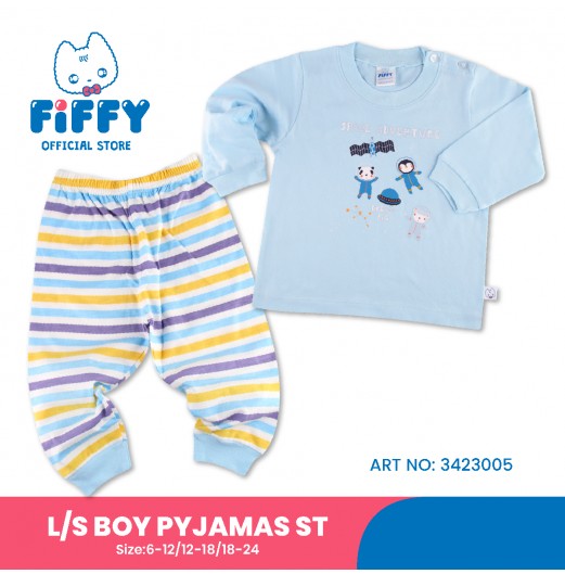 FIFFY SPACE ANIMAL ADVENTURE LONG SLEEVE BOY PYJAMAS SUIT