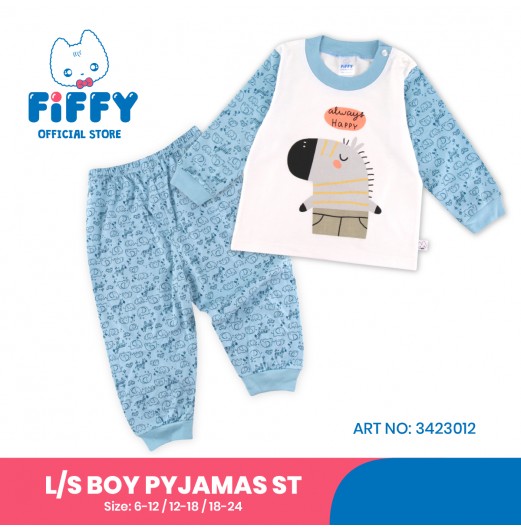 FIFFY HAPPY ZEBRA LONG SLEEVE BOY PYJAMAS SUIT