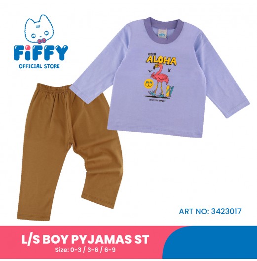 FIFFY ALOHA FLAMINGO LONG SLEEVE BOY PYJAMAS SUIT