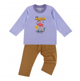 FIFFY ALOHA FLAMINGO LONG SLEEVE BOY PYJAMAS SUIT