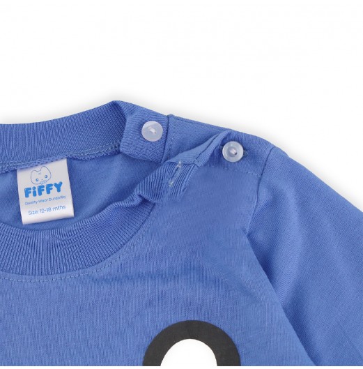 FIFFY BLUE BEAR BAJU BAYI LONG SLEEVE BOY PYJAMAS SUIT (3424007)