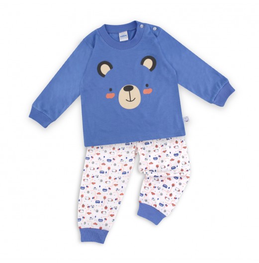 FIFFY BLUE BEAR BAJU BAYI LONG SLEEVE BOY PYJAMAS SUIT (3424007)