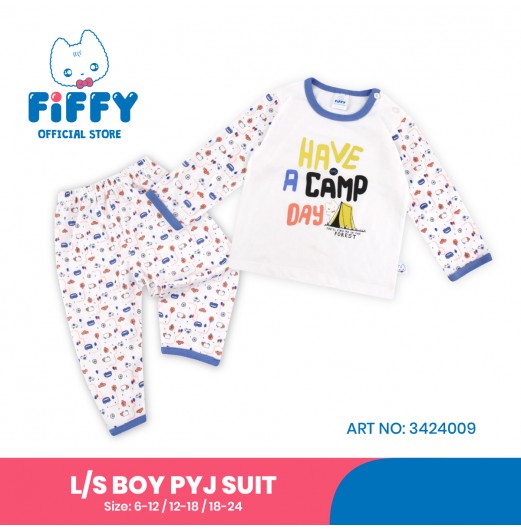 FIFFY BAJU BAYI CAMPING DAY LONG SLEEVE BOY PYJAMAS SUIT (3424009)