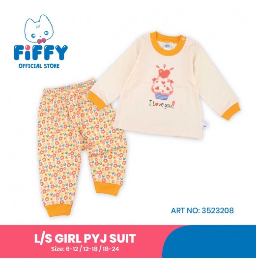FIFFY ICE CREAM LOVE LONG SLEEVE GIRL PYJAMAS SUIT