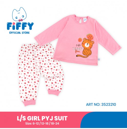 FIFFY CHEETAH SUMMER FUN LONG SLEEVE GIRL PYJAMAS SUIT BAJU BAYI (3523210)