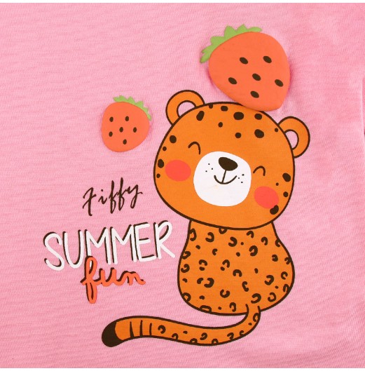 FIFFY CHEETAH SUMMER FUN LONG SLEEVE GIRL PYJAMAS SUIT BAJU BAYI (3523210)