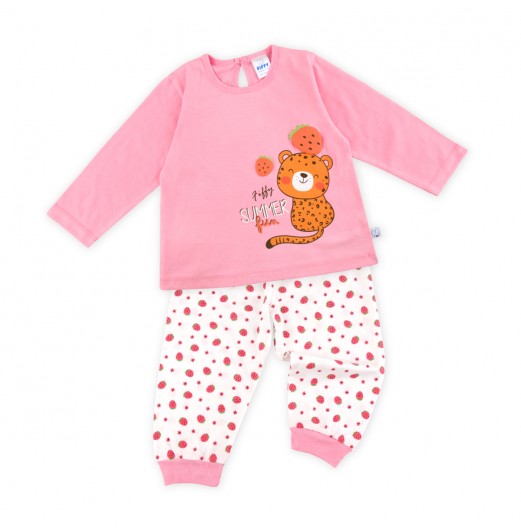 FIFFY CHEETAH SUMMER FUN LONG SLEEVE GIRL PYJAMAS SUIT BAJU BAYI (3523210)