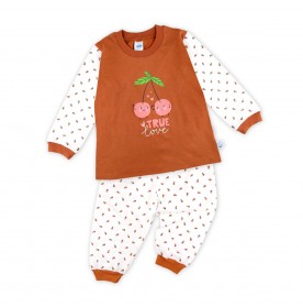 FIFFY BAJU BAYI CHERRY CUTIE LOVE LONG SLEEVE GIRL PYJAMAS SUIT (3523607)