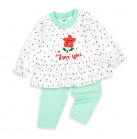 FIFFY FLOWER LOVE YOU LONG SLEEVE GIRL PYJAMAS SUIT (3525206)