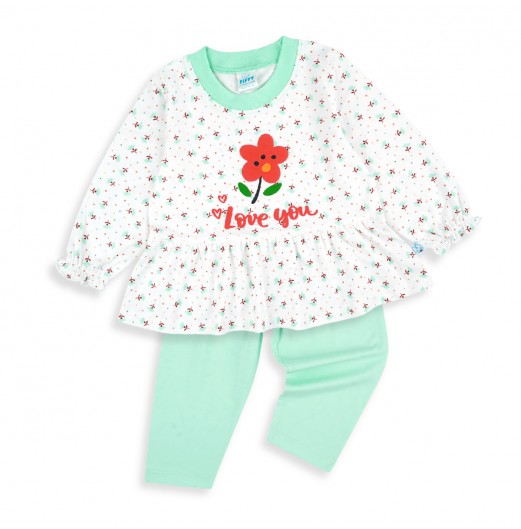 FIFFY FLOWER LOVE YOU LONG SLEEVE GIRL PYJAMAS SUIT (3525206)