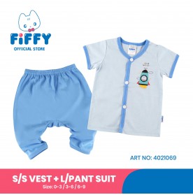 FIFFY HELLO ROCKET SHORT SLEEVE VEST+ LONG PANT SUIT