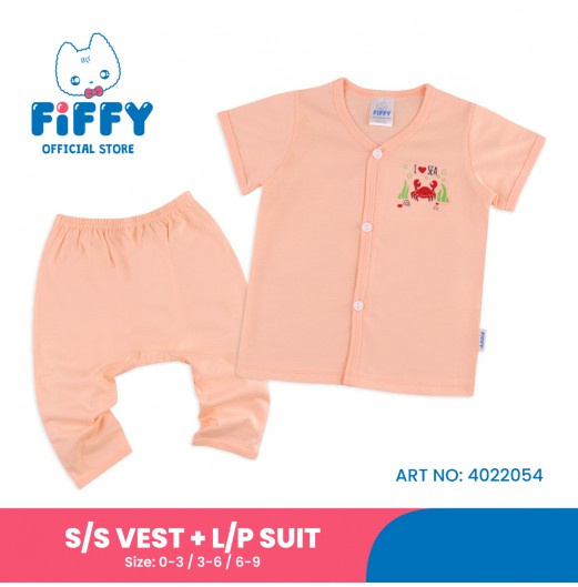 FIFFY CRAB'S LOVE SHORT SLEEVE VEST+ LONG PANT SUIT