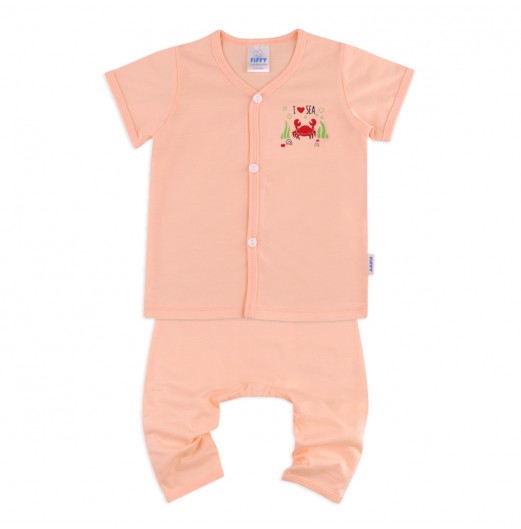 FIFFY CRAB'S LOVE SHORT SLEEVE VEST+ LONG PANT SUIT