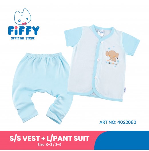 FIFFY YOUNG ELEPHANT SHORT SLEEVE VEST+ LONG PANT SUIT
