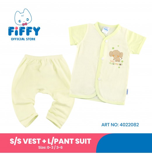 FIFFY YOUNG ELEPHANT SHORT SLEEVE VEST+ LONG PANT SUIT