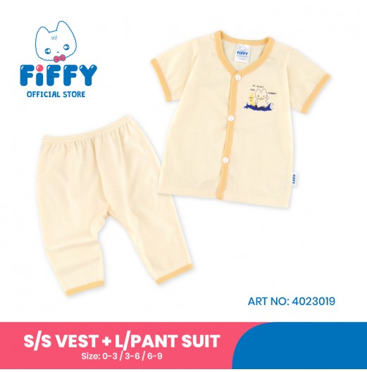 FIFFY PLAY WITH SUMMER SHORT SLEEVE VEST+ LONG PANT SUIT