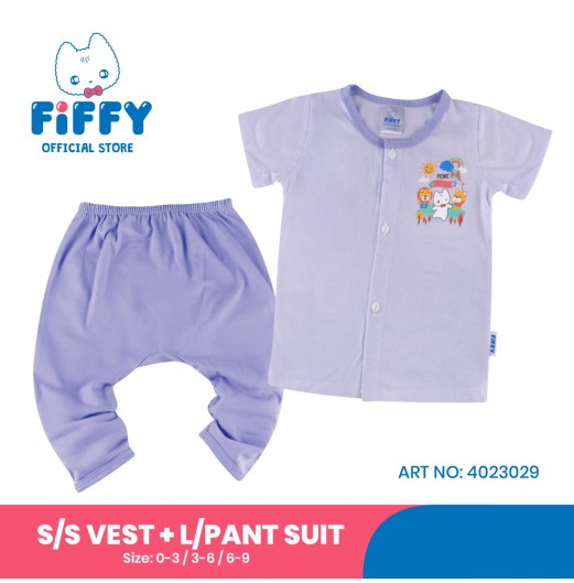 FIFFY BABY PICNIC DAY SHORT SLEEVE VEST+ LONG PANT SUIT