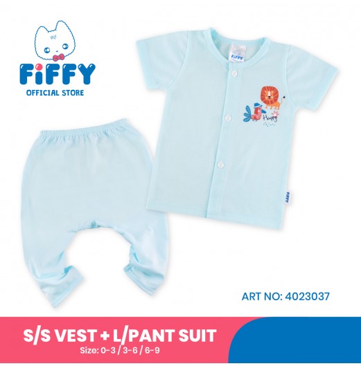 FIFFY HAPPY WILDLIFE SHORT SLEEVE VEST+ LONG PANT SUIT