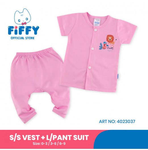 FIFFY HAPPY WILDLIFE SHORT SLEEVE VEST+ LONG PANT SUIT