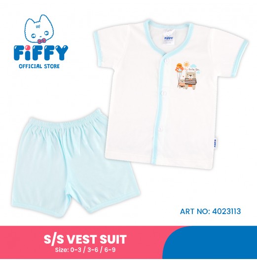FIFFY BAJU BAYI BEAR LOVE SHORT SLEEVE VEST SUIT (4023113)