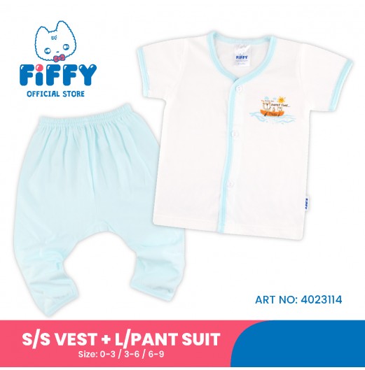 FIFFY BEAR BOATING TIME SHORT SLEEVE VEST+ LONG PANT SUIT