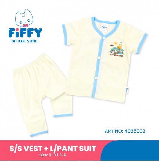 FIFFY BAJU BAYI STAY TOGETHER SHORT SLEEVE VEST + LONG PANT SUIT (4025002)
