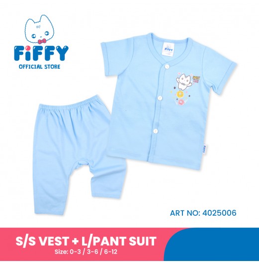 FIFFY SWEET TIME SHORT SLEEVE VEST + LONG PANT SUIT