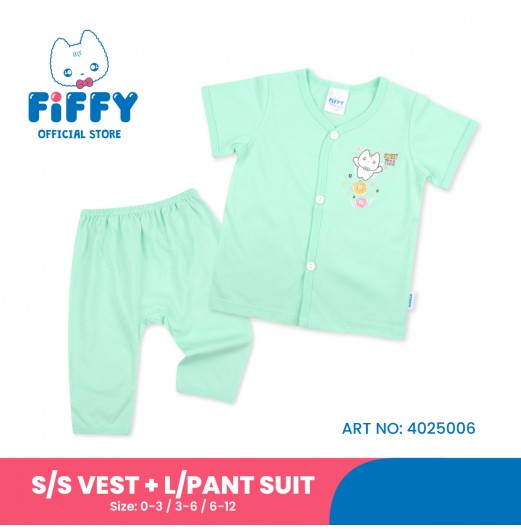 FIFFY SWEET TIME SHORT SLEEVE VEST + LONG PANT SUIT