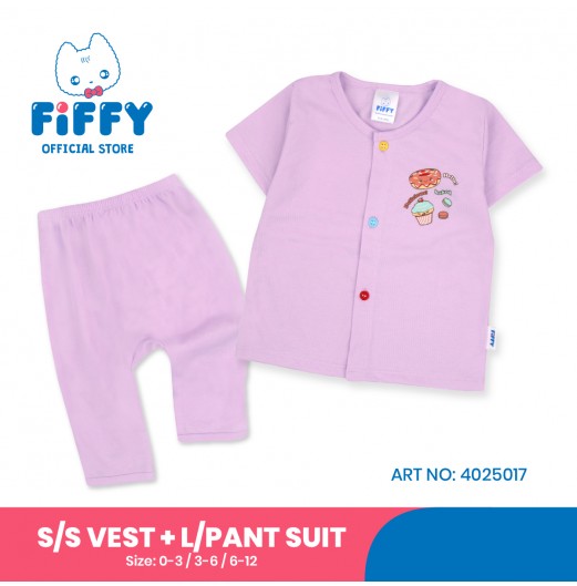 FIFFY DELICIOUS BAKED SHORT SLEEVE VEST + LONG PANT SUIT (4025017)