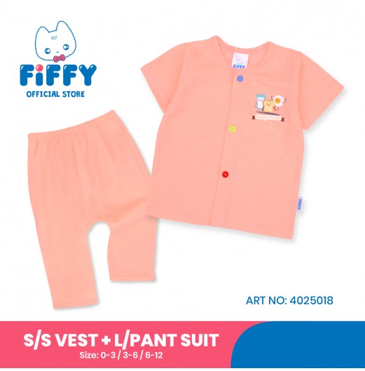 FIFFY BREAKFAST FRIENDS SHORT SLEEVE VEST + LONG PANT SUIT (4025018)