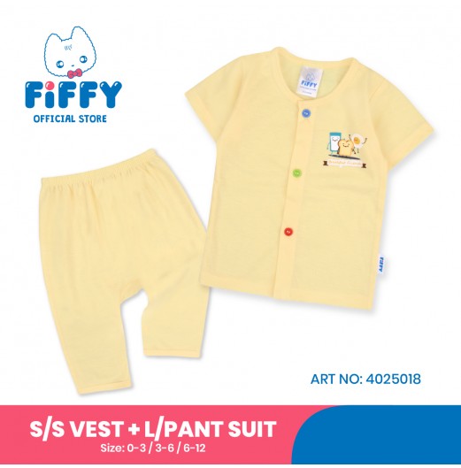 FIFFY BREAKFAST FRIENDS SHORT SLEEVE VEST + LONG PANT SUIT (4025018)