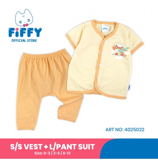 FIFFY PLANE BAJU BAYI SHORT SLEEVE VEST + LONG PANT SUIT (4025022)