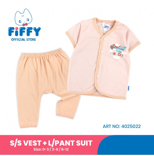 FIFFY PLANE BAJU BAYI SHORT SLEEVE VEST + LONG PANT SUIT (4025022)